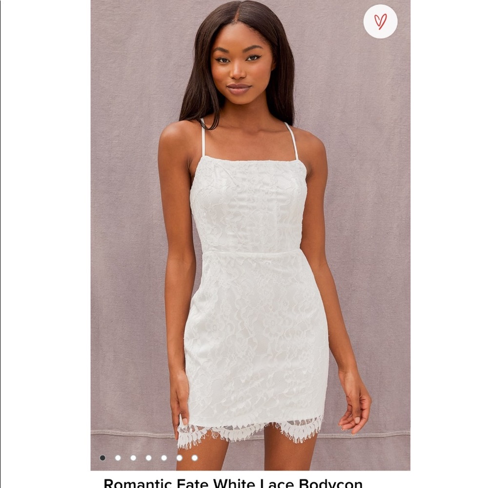 Lulus Romantic Fate White Lace Bodycon Mini Dress